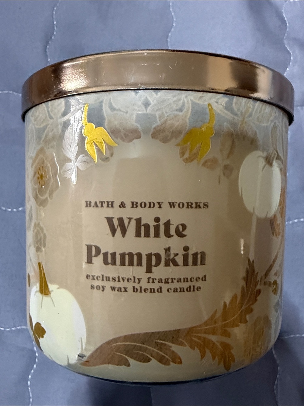 Bath & Body Works White Pumpkin Candle - Cream & Gold